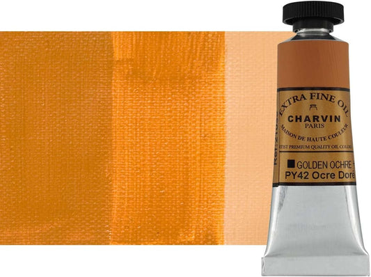 Charvin Extra Fine Oil Paint, Golden Ochre 20 mL - Triple-Milled, Rich Texture, Poppy Oil-Based, Light-Fast, Handmade, Archival Quality