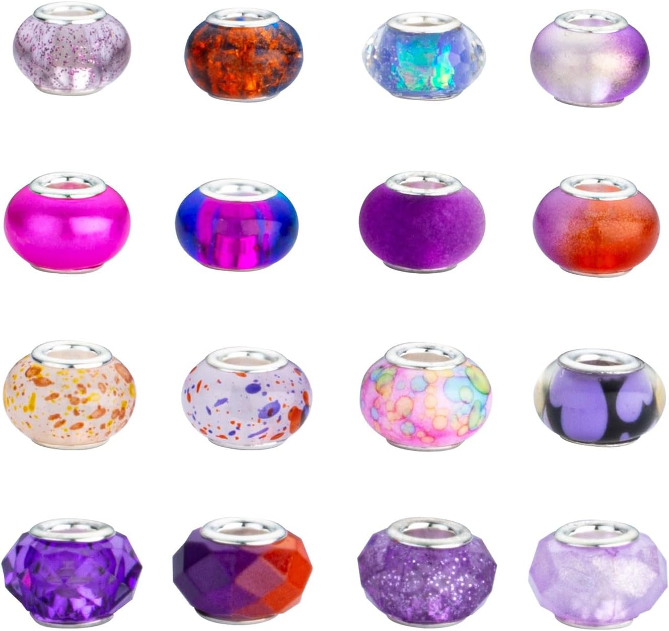 LAIDANLA Purple Mix 100pcs 14mm Round Resin, Plastic, Acrylic Loose Beads for Jewelry Making, Bracelets, Necklaces, Holiday Decorations