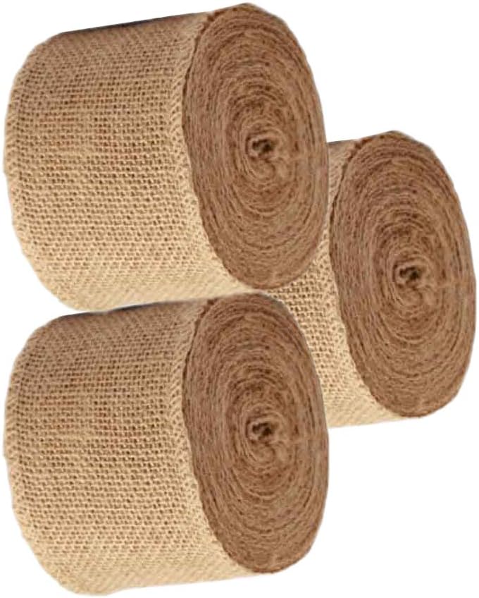 3 Pack- 90 Ft, Burlap Ribbon 2 1/2" x 10 Yards Natural Jute 2.5 Inch 30ft roll (Natural, 2 1/2" X 10Yards) Total 30 Yards