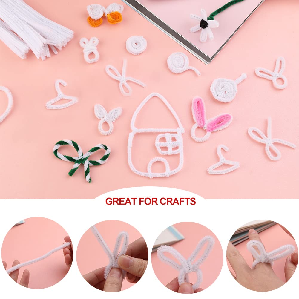 110 PCS White Pipe Cleaners, Christmas Craft Pipe Cleaners, Art Pipe Cleaners for Creative Home Decoration Supplies Arts and Crafts Project