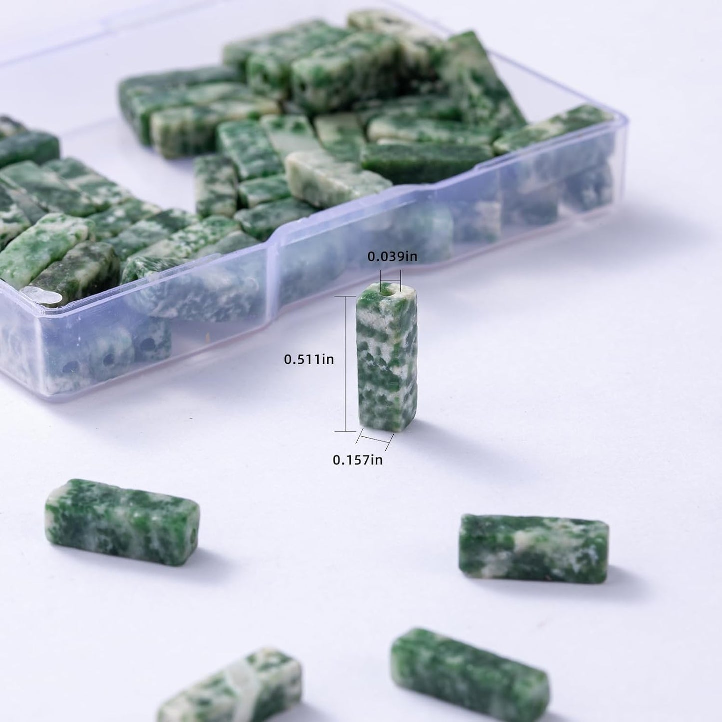 Natural African Jade Rectangle Tube Beads 4x13mm 38cm/str Loose Semi Gemstone Stone Beads for Making Bracelets Necklace Earrings