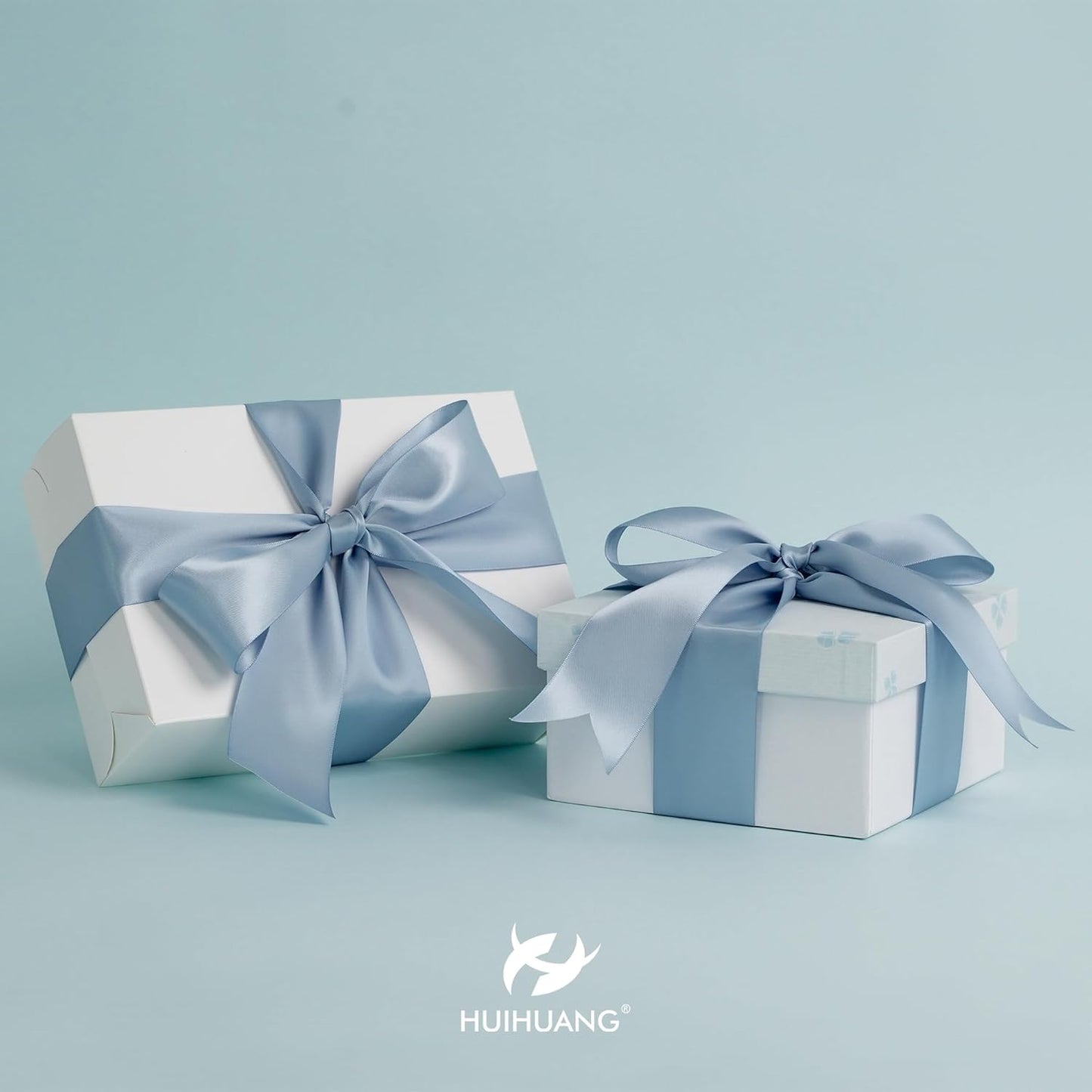 HUIHUANG French Blue Ribbon 2 inch Wide Double-Faced Blue Satin Ribbon for Crafts, Bows Making, Flower Bouquet Wrap, Gift Wrapping, Wedding Bridal Shower Decor, Home Decor -25 Yards/Roll