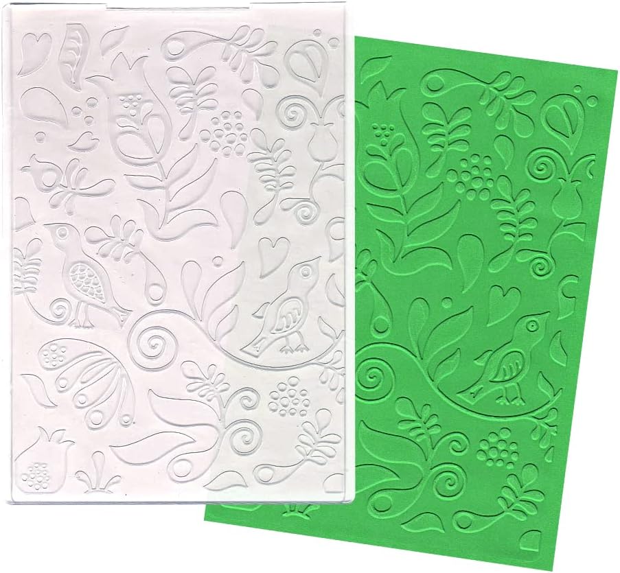 ALIBBON Flower Background Plastic Embossing Folders for Card Making, Birds Butterfly Background Embossing Folders for DIY Scrapbooking, Leaves Folders for Paper Craft Photo Album Decorations