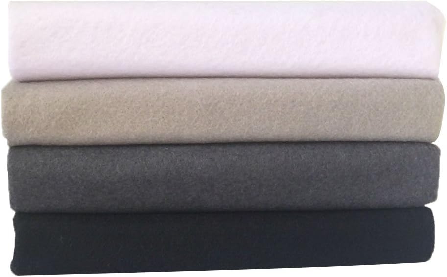 4pcs Thick 1.4mm Soft Felt Fabric Sheet Assorted Color Felt Pack DIY Craft Sewing Squares Nonwoven Patchwork (92x90cm Black & White)
