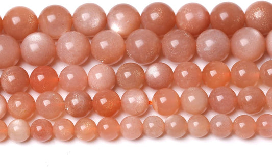 36pcs 10mm 7A Natural Orange Sunstone Round Loose Spacer Beads for Jewelry Making DIY Bracelets Necklaces Healing Energy Stone Beads (10mm, 7a Suntone)