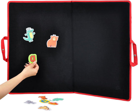 CHEFAN Large Felt Flannel Board 31.5 * 23 in, Foldable Freestanding Story Learning Board for Toddlers, Double-Sided Use for Preschool Classroom, Multi Felt Pieces Can Be Used, Gifts for Kids