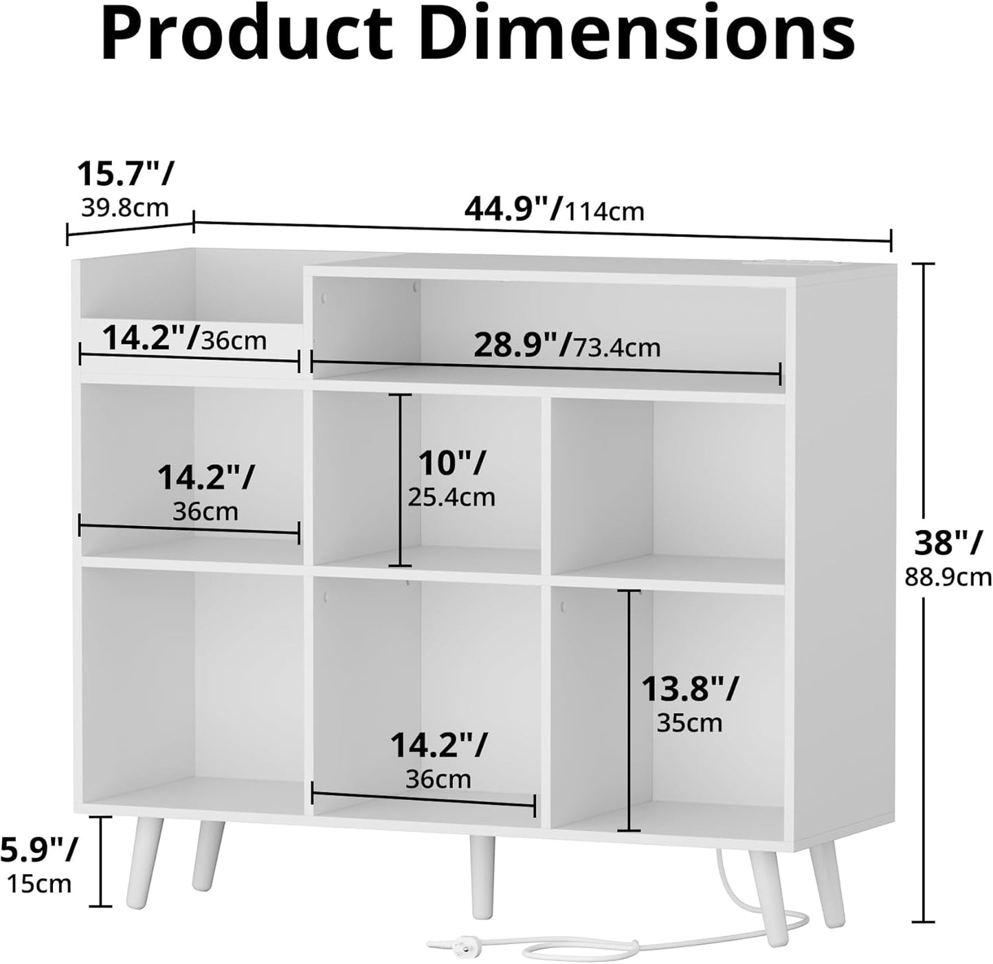 Cozy Castle Large Record Player Stand, Vinyl Storage Cabinet Mid Century Modern Turntable Stand Media Console Table Open Shelf Cube CD Album Holder Organizer for Living Room, Office, White