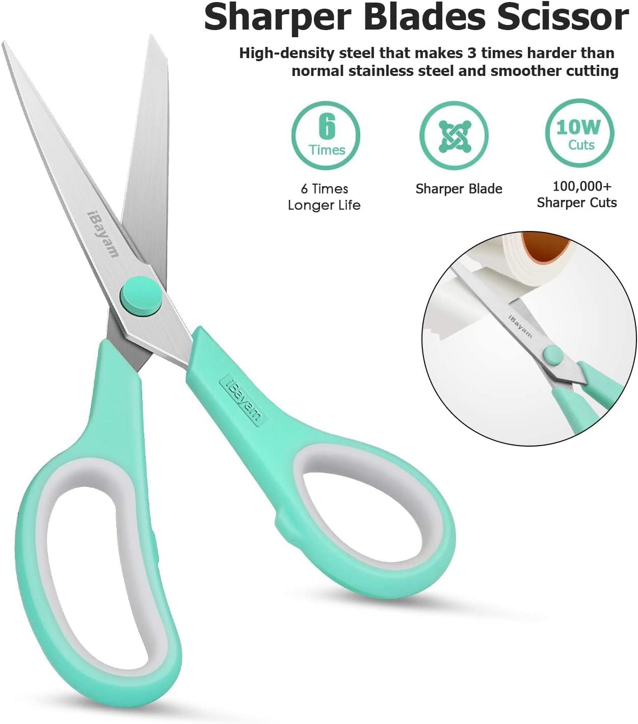 8 '' Multipurpose Heavy Duty Scissors Bulk 36-Pack, 2.5mm Thickness Ultra Sharp Blade Shears with Comfort-Grip Handles for Household School Office Supplies, Right/Left Hand Tools