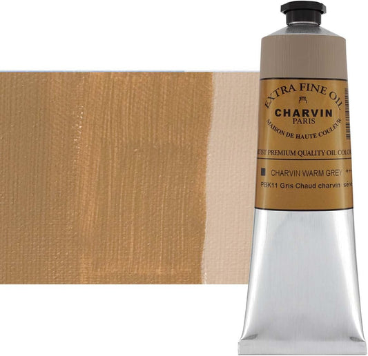 Charvin Extra Fine Oil Paint, Charvin Warm Grey 150 ml - Triple-Milled, Rich Texture, Poppy Oil-Based, Light-Fast, Handmade, Archival Quality