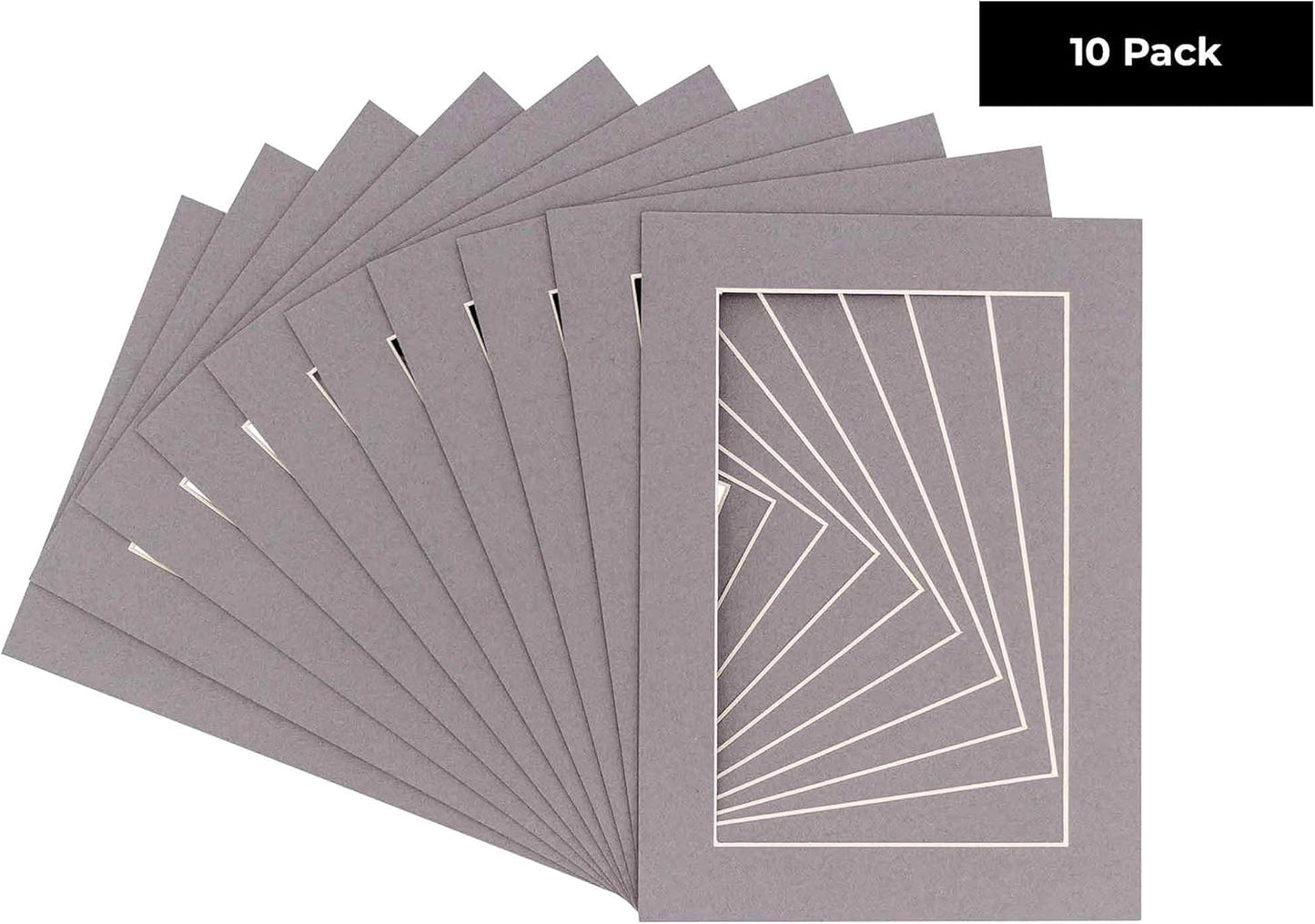 5x7 Mat for 8.5x11 Frame - Precut Mat Board Acid-Free Show Kit with Backing Board, and Clear Bags Charcoal 5x7 Photo Matte Made to Fit a 8.5x11 Picture Frame Matboard for Framing, Pack of 10 Mats