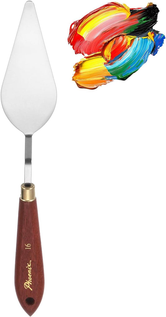 MECCANIXITY Pack of 1 Palette Knife No.16, 9.4" Long Palette Knives with Stainless Steel Flexible Spatula Pallet Knife and Wood Handle for Scraping, Mixing, Oil Acrylic Painting Canvas