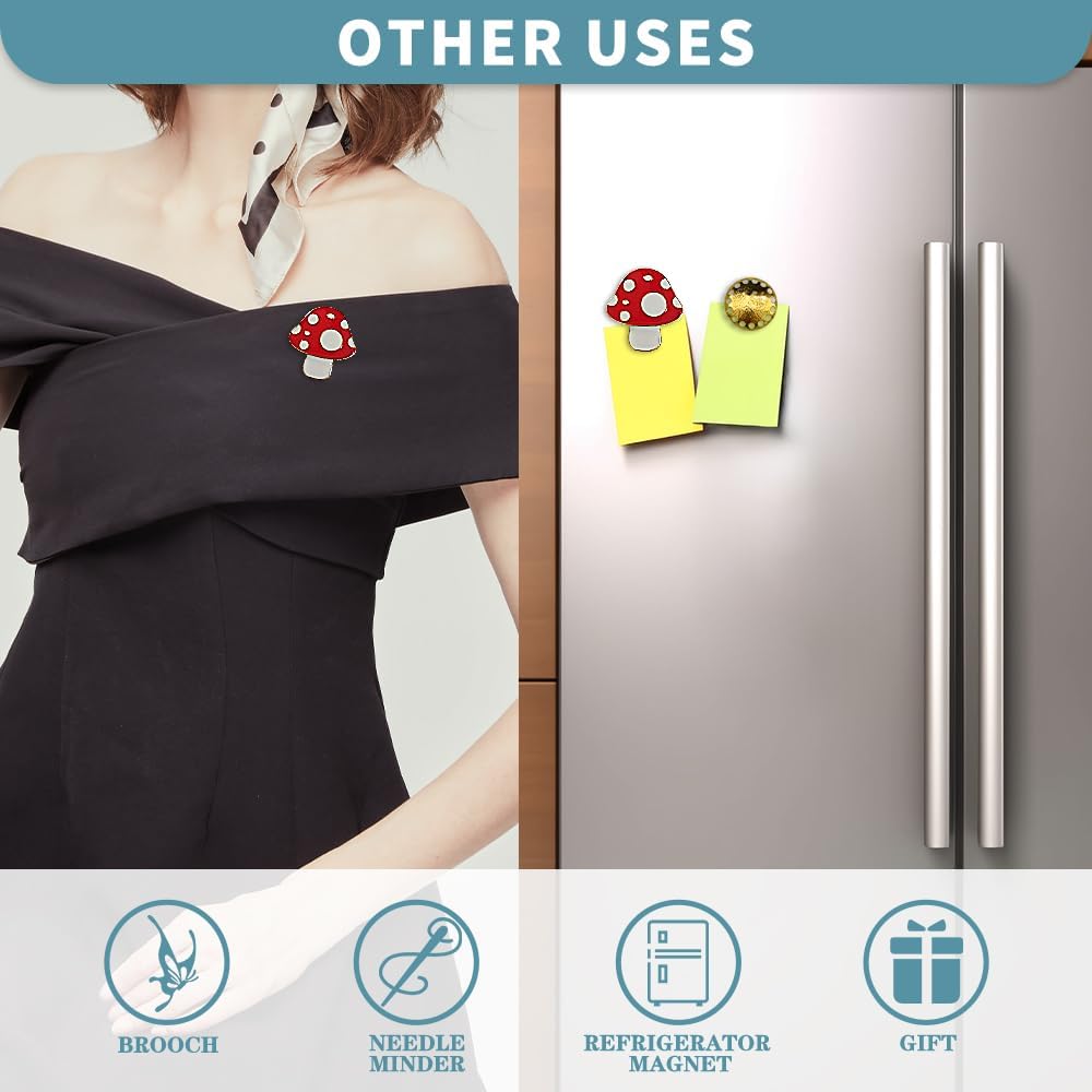 Magnetic Needle Minder Magnet Embroidery Accessories and Supplies Embroidery Needle Holder Cross Stitch Holder Needlework Supplies (Cardinal) (Mushroom)