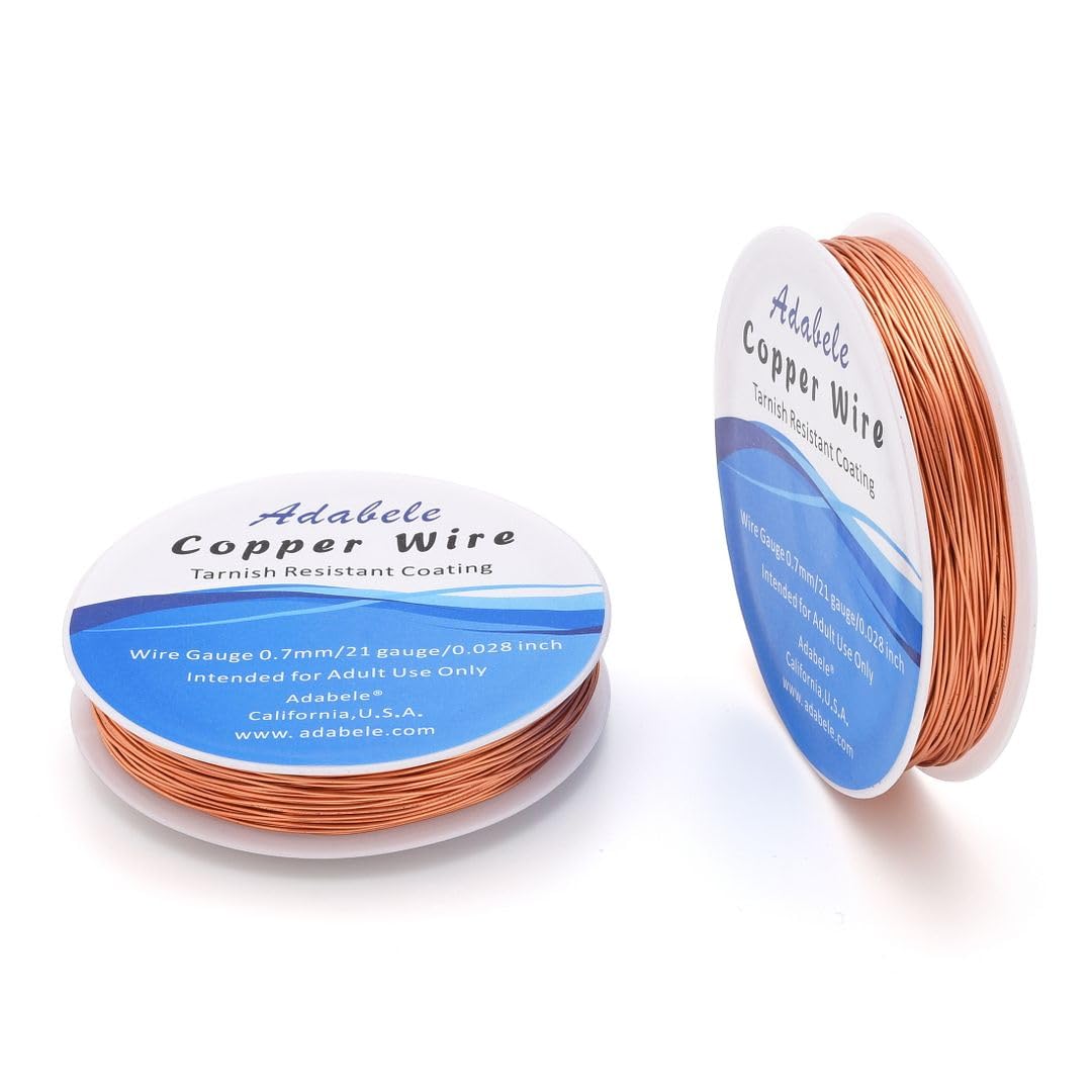 Adabele 82 Feet Premium Tarnish Resistant Round Bare Raw Jewelry Copper Wire Beading Wire Spool Bulk (0.7mm/21 Gauge) for DIY Craft Jewelry Making BF287-7