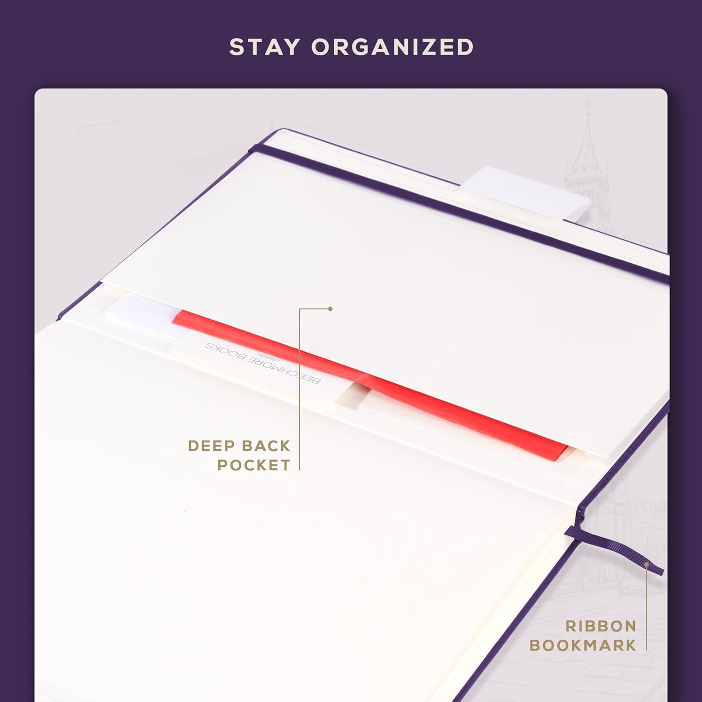 Beechmore Books A3 Sketchbook – 11.7x16.5 Premium Vegan Leather Bound Extra Large Sketch Book Hardcover, 160gsm 160 Perforated Ivory Pages, Blank Sketch Pad, Gift Boxed, Back Pocket, Ribbon Bookmark