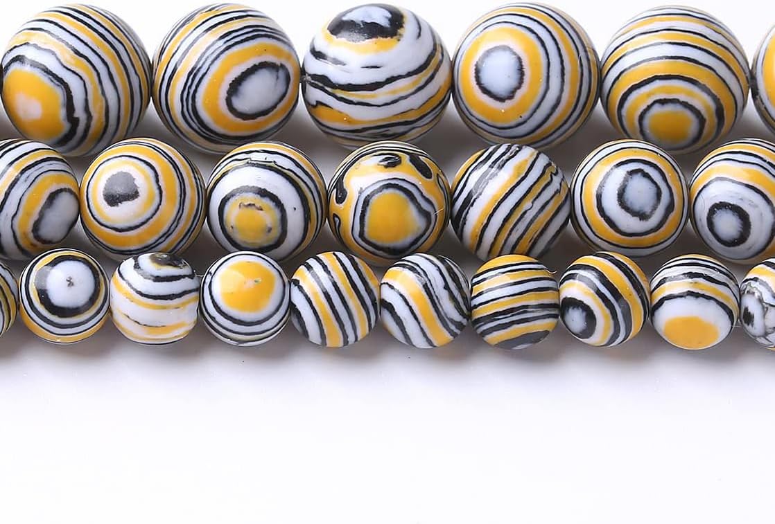 48PCS 8MM Yellow Malachite Beads Stone Beads Energy Healing Beads for DIY Jewelry Bracelet Necklace Making for Jewelry Making 15Inch