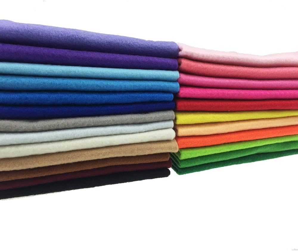 24pcs Thick 1.4mm Soft Felt Fabric Sheet Assorted Color Felt Pack DIY Craft Sewing Squares Nonwoven Patchwork (25 * 25cm)