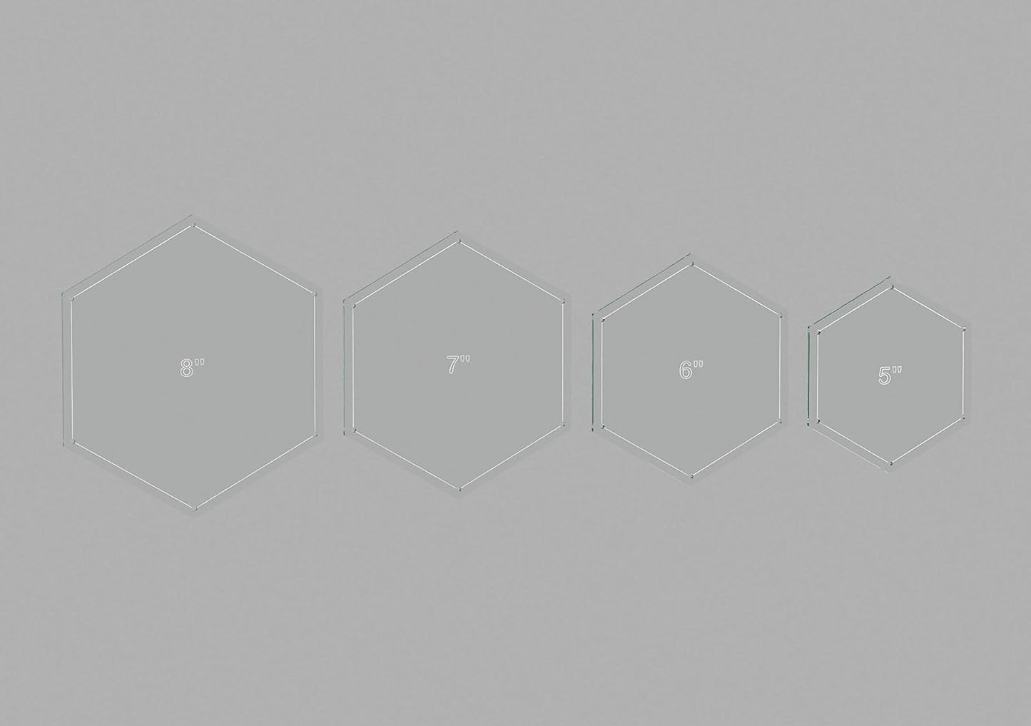 Hexagon Quilting Template Set - 5", 6", 7", 8" Sizes with 1/4" Seam Allowance - Durable Acrylic Templates for Quilting, Patchwork, Crafting, & Sewing Projects - Clear Templates for Accuracy