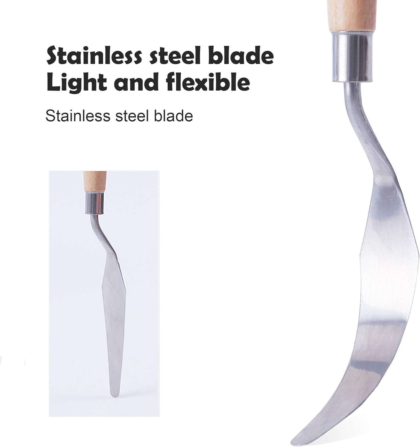 CONDA Artist Palette Knife Set - 5 Pieces Painting Knives for Acrylic, Flexible Stainless Steel Spatula Pallet knife for Mixing Color, Spreading, Applying Oil Paint on Canvases, Wood Handles