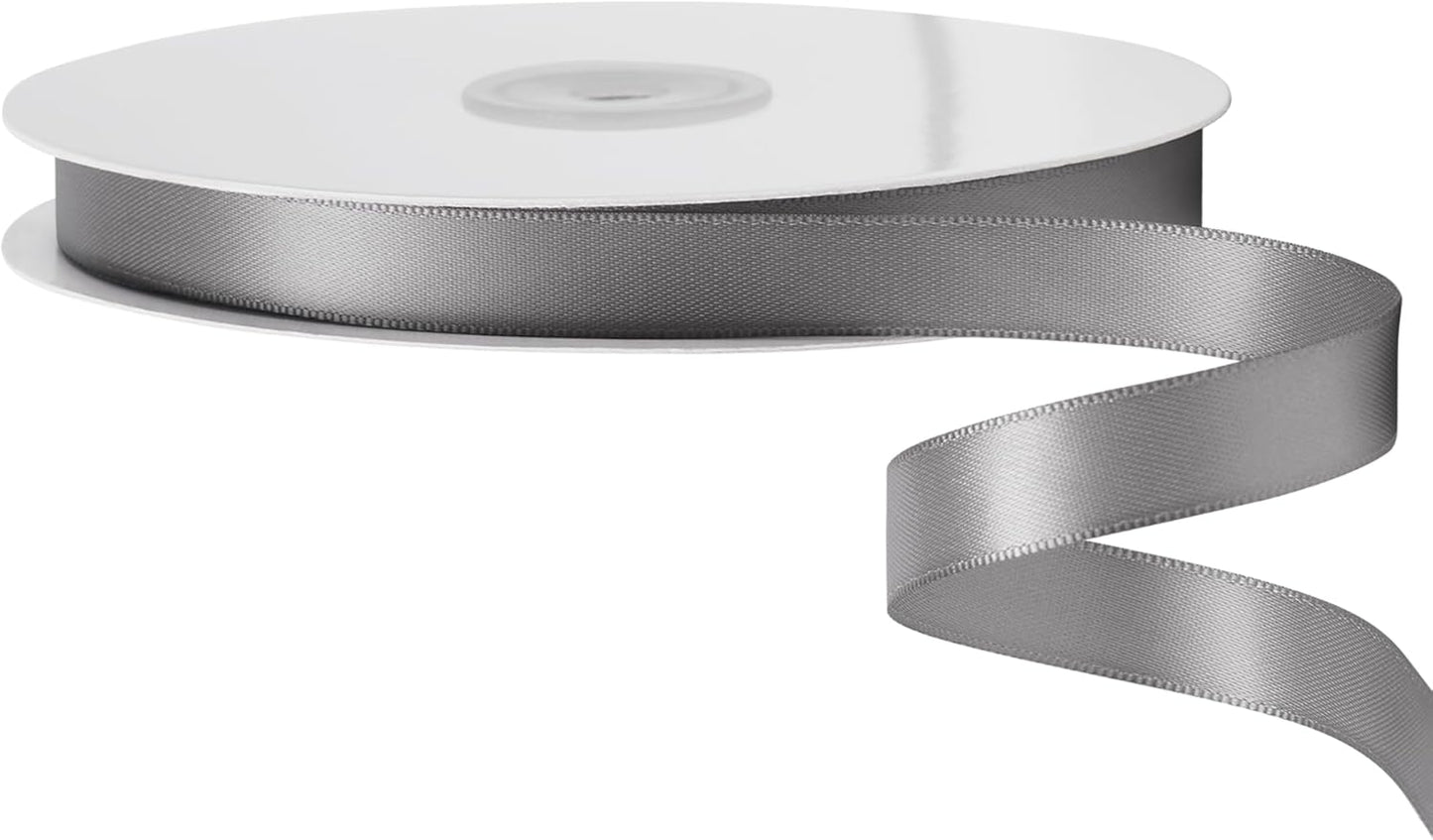 LIUYAXI Silver Satin Ribbon, Double Faced 1/2" X Continuous 25 Yards Ribbons Perfect for Gift Wrapping Bows Bouquet Wedding Craft and More