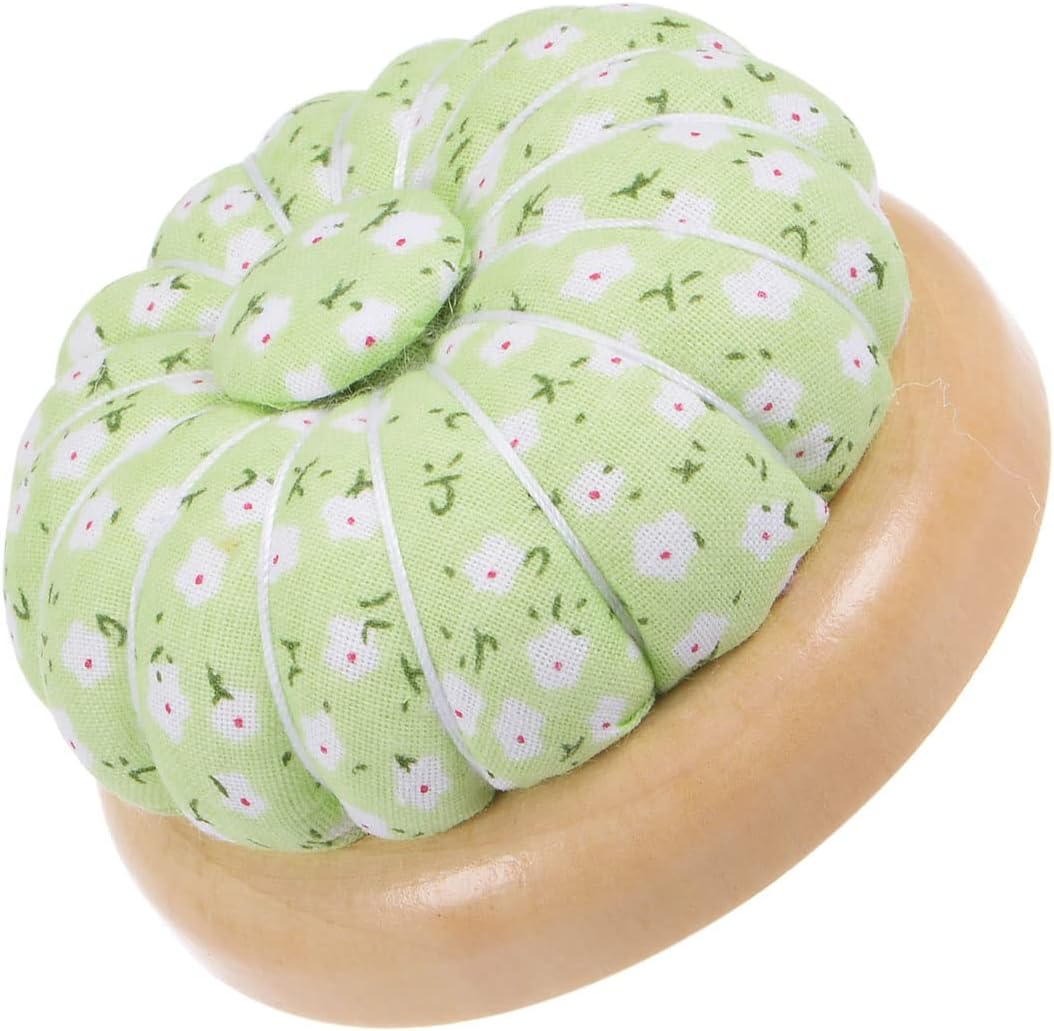 HARFINGTON Pin Cushions Sewing Needle Cushion Needle Holder Pincushions with Magnetic Wooden Base for Sewing Quilting Needlework DIY Crafts, Green White Red