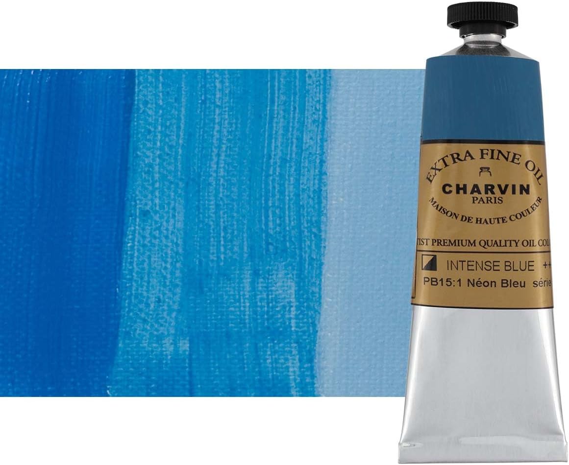 Charvin Extra Fine Oil Paint, Intense Blue 60 mL - Triple-Milled, Rich Texture, Poppy Oil-Based, Light-Fast, Handmade, Archival Quality