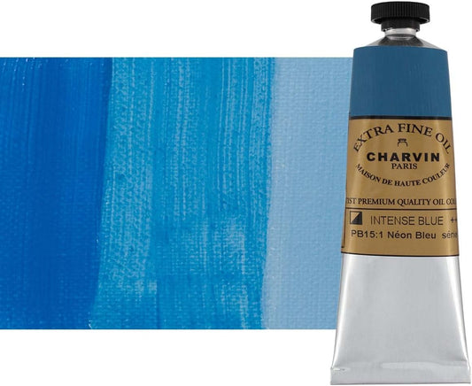 Charvin Extra Fine Oil Paint, Intense Blue 60 mL - Triple-Milled, Rich Texture, Poppy Oil-Based, Light-Fast, Handmade, Archival Quality