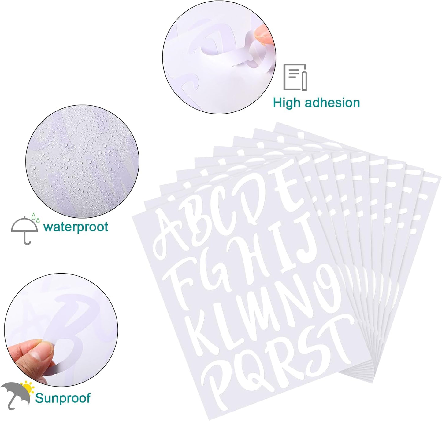 Outus 576 Pieces 8 Sheets Letters Stickers Self Adhesive Vinyl Letter Alphabet Number Stickers Mailbox Numbers Sticker, Decals for Classroom Decor, Sign, Door(White,3 Inch)