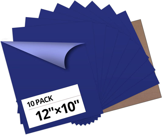 HTVRONT Blue Heat Transfer Vinyl Bundle - 10 Pack 12" x 10" HTV Vinyl for T-Shirt, Royal Blue Iron on Vinyl for All Cutting Machine or Heat Press Machine