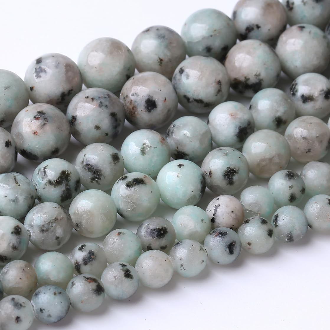 36PCS 10MM Mint Sesame Jasper Stone Beads Energy Healing Beads for DIY Jewelry Bracelet Necklace Making for Jewelry Making 15Inch