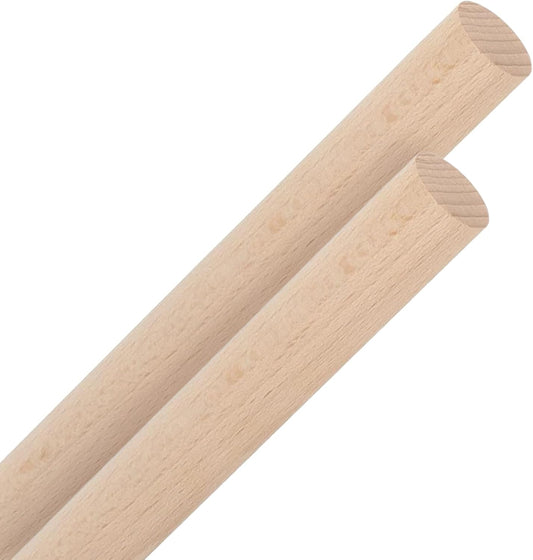 ALBO 1" x 36" Wooden Dowel Rods Set - 2 Pack Birch Natural Long Hardwood Craft Sticks Railings Supports Garden Structures Sanded Smooth Versatile Woodworking Furniture Decor DIY Projects