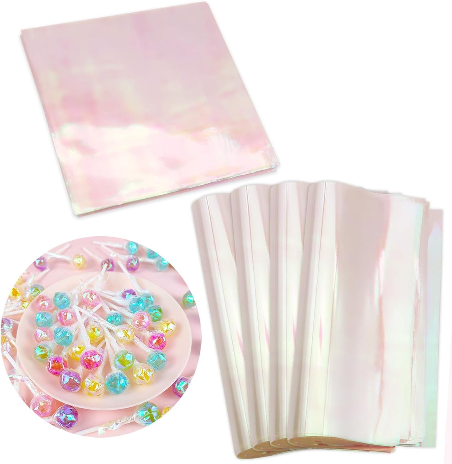Cinvo 160 Sheets Rainbow Cellophane Sheets, 7.5x7.5 Inch Cellophane Wrap Paper, Cello Paper for Baking, Crafts, Party Favors, Candy Wrapping Plastic Sheets
