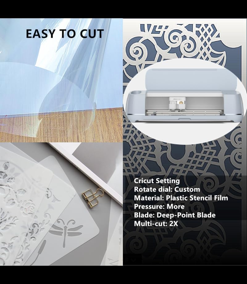 Clear Blank Stencil Sheet for Cuting. 8 Pack 12" x 24" 7.5mil/0.19mm Thick .Gift, Acetate Template Material,Craft Plastic Sheets
