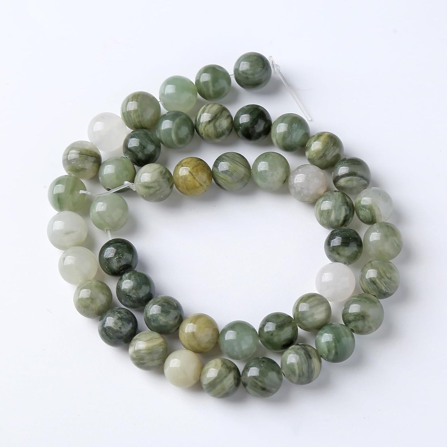 90pcs 4mm Natural Green Hair Quartz Stone Beads for Jewelry Making DIY Bracelet Necklace Accessories 15" Energy Healing Power Round Stone Beads(4mm, Green Hair Quartz)