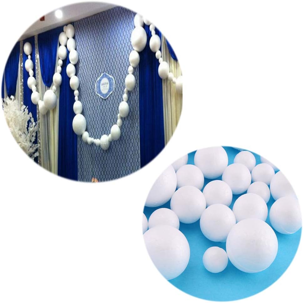 hesmartly 50-Pack 1Inch White Craft Balls for Crafts, Smooth Round White Foam Balls, Craft Supplies for DIY Decorations