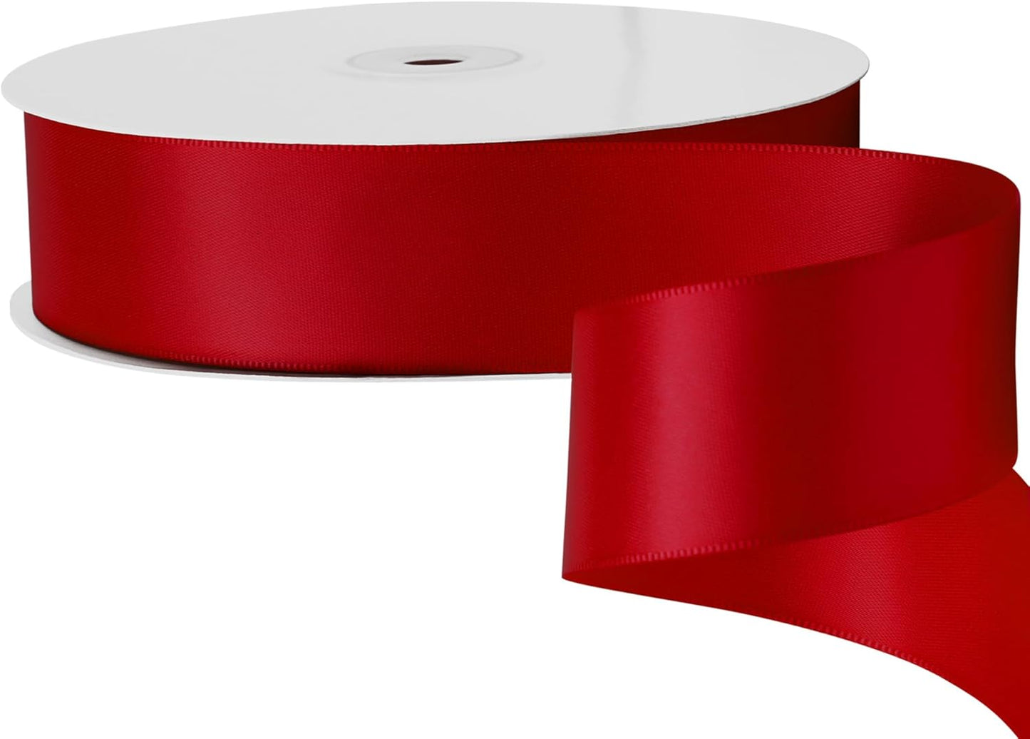 LIUYAXI Red Double Faced Satin Ribbon, 1" X Continuous 25 Yards, Ribbons Perfect for Gift Wrapping Wedding Bouquet Decor DIY Craft Bow Making & Other Projects