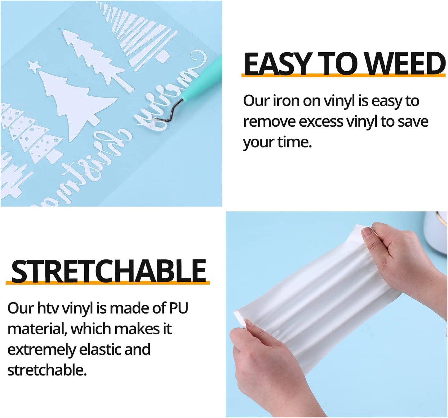 HTVRONT White Heat Transfer Vinyl Bundle - 10 Pack 12" x 10" HTV Vinyl for T-Shirt, White Iron on Vinyl for for All Cutting Machine or Heat Press Machine