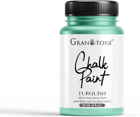 GRANOTONE Chalk Paint for Furniture, Home Decor, Crafts | Eco-Friendly | All In One Paint | No Wax Needed | Versatile DIY Solution | 120 ML (TURQUISH)