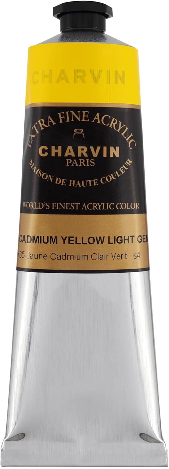 Charvin Extra Fine Professional Artist Acrylic Paint Colors, 150ml Cadmium Yellow Light Gen