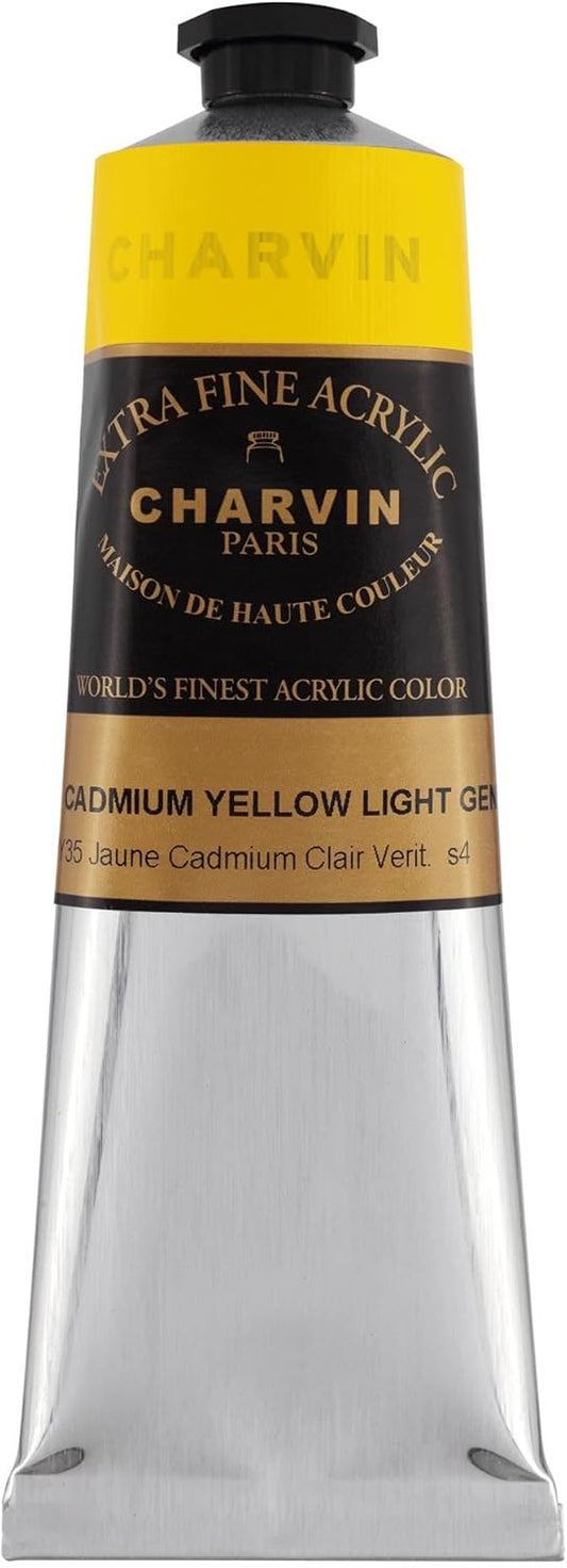 Charvin Extra Fine Professional Artist Acrylic Paint Colors, 150ml Cadmium Yellow Light Gen