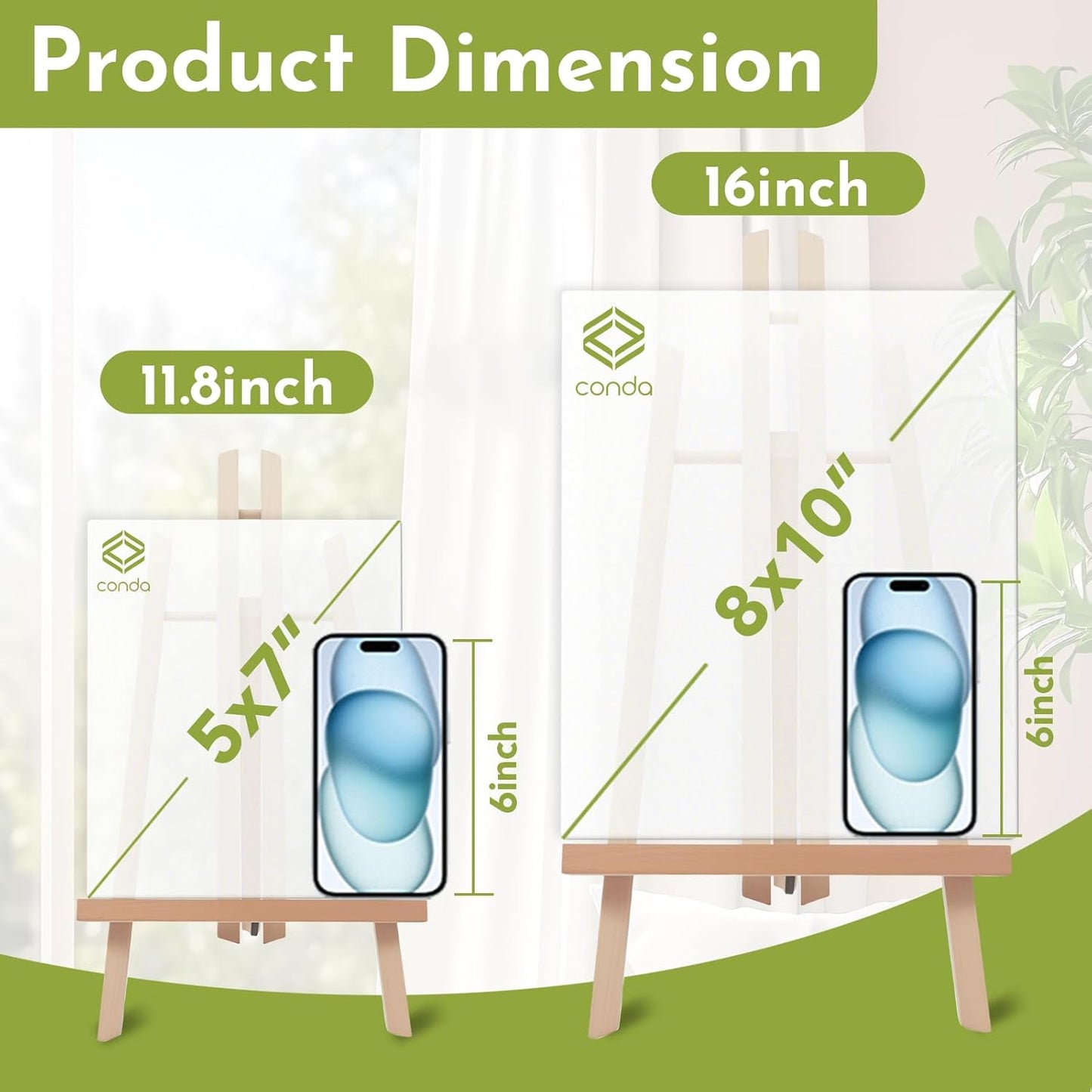 CONDA 6 Pack 11.8" Tabletop Easel, Portable A-Frame Tripod Tabletop Easel Set for Painting Party & Displaying Canvases, Photos, Display Tripod Holder Stand for Students Kids Beginners