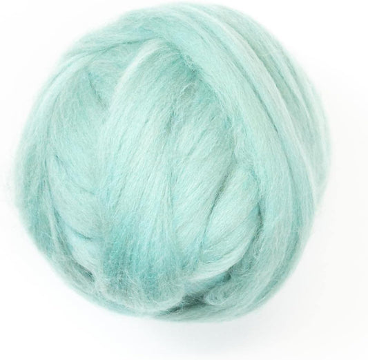 Colored Natural Wool roving, 8 OZ. Best Wool for Needle Felting, Wet Felting, handcrafts and Spinning. (Acqua)