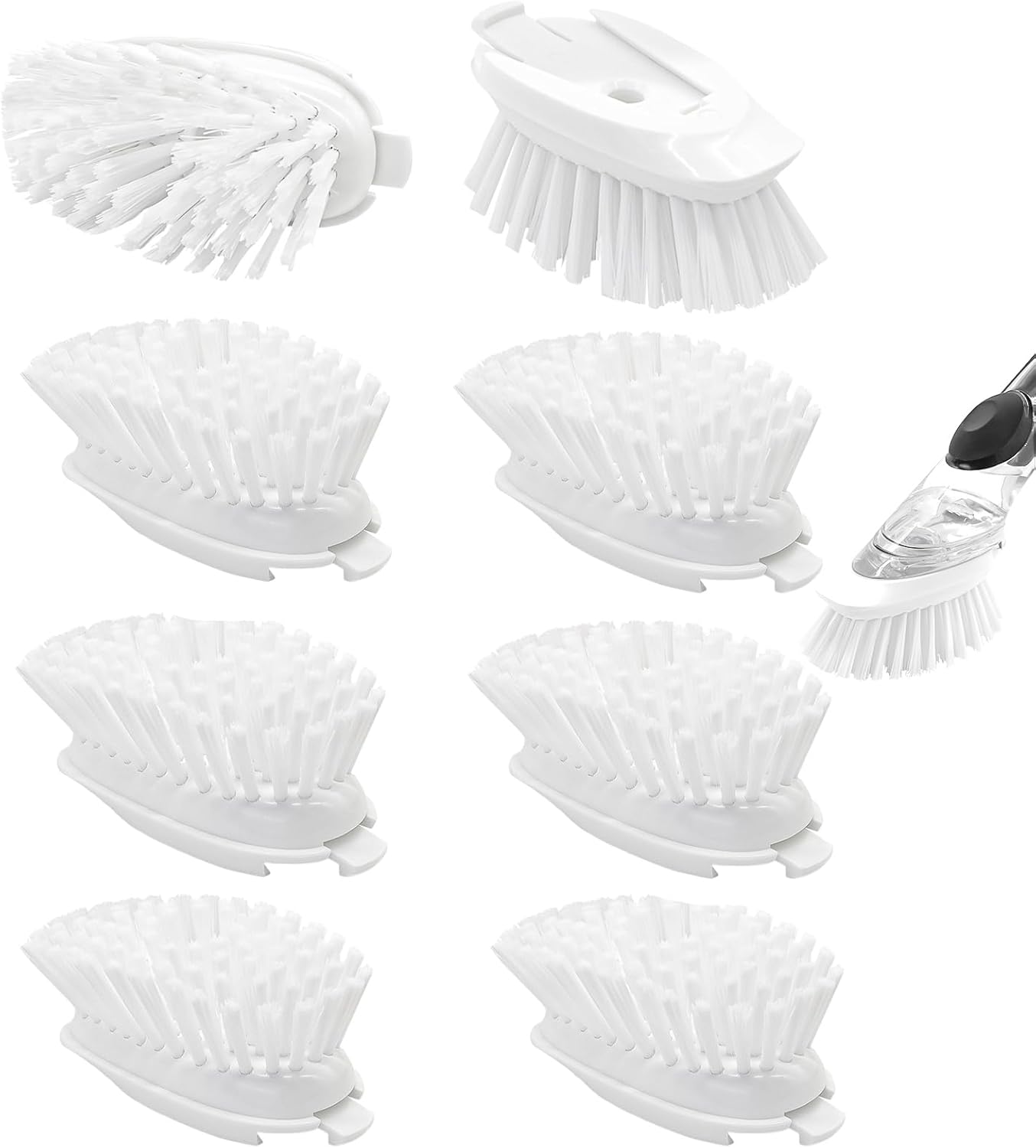 Brush Refills for OXO Dish Brush - 8 Pack Dish Brush Cleaning Soap Dispensing Head Replacement for Scrubber (White)