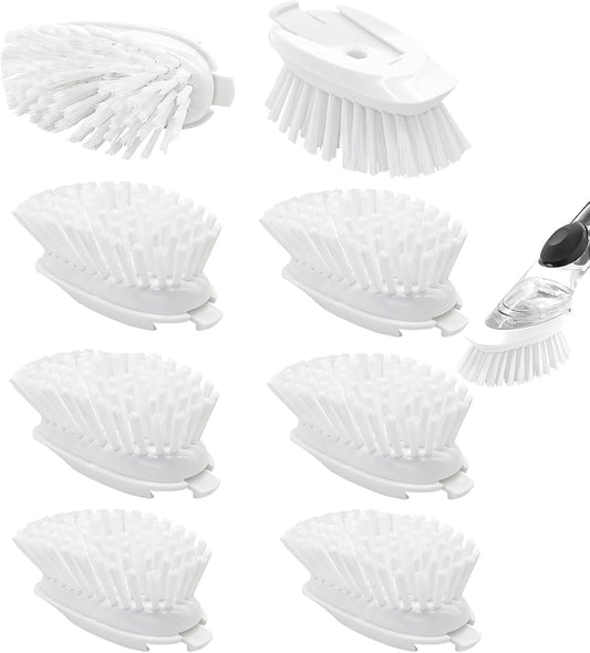 Brush Refills for OXO Dish Brush - 8 Pack Dish Brush Cleaning Soap Dispensing Head Replacement for Scrubber (White)