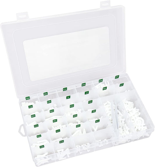 Letter Board Letters Only,504 PRE-Cut Characters (1 Inch,White) with Sorting Tray,Felt Board Letters