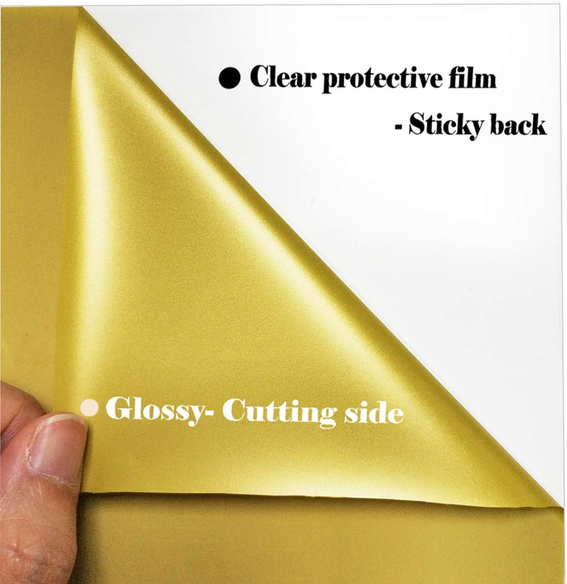 Guangyintong Gold Heat Transfer Vinyl HTV Rolls, 12" x 8ft Glossy Surface Iron on Vinyl for T-Shirts, Easy to Cut & Weed for All Cutter Machines