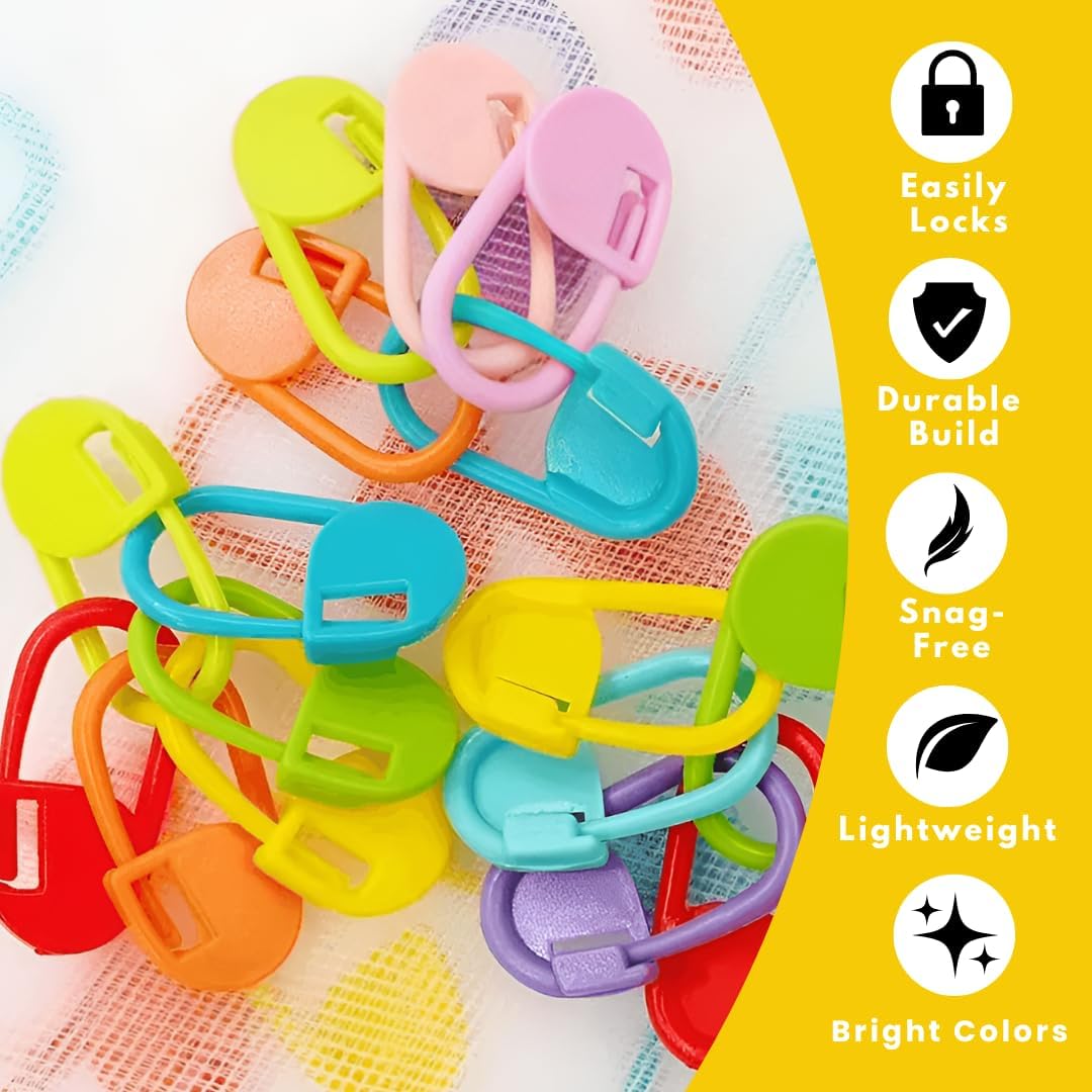 Luwans Stitch Markers for Crocheting - 50Pcs Crochet Stitch Markers for Knitting Yarn & DIY Crafts | Lightweight Plastic Crochet Pins with 8 Assorted Colors | Durable and Easy Locking, multicolored