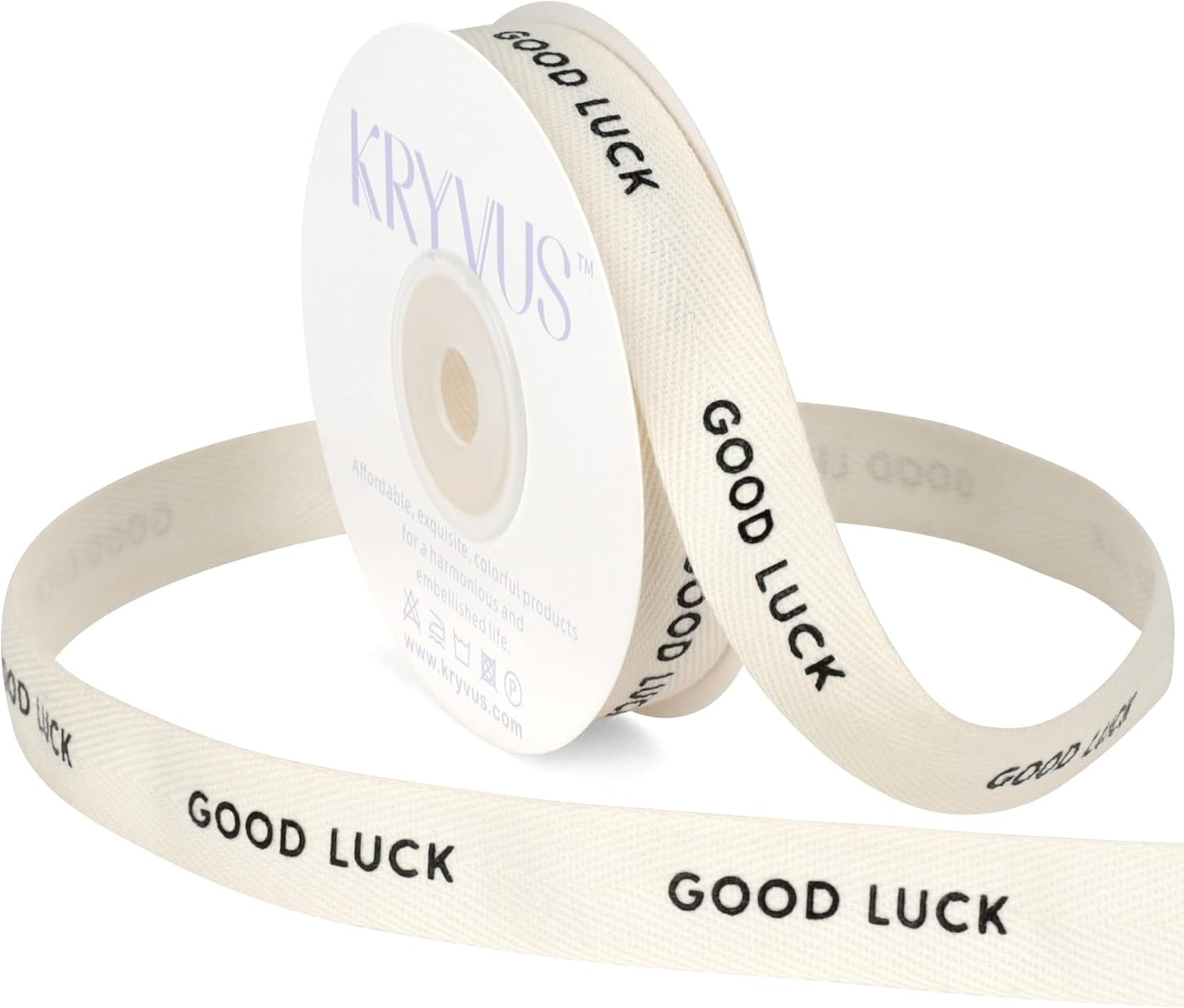 Good Luck Ribbon - 5/8 Inch x 12 Yards Natural Twill Tape Ribbon, Cotton Herringbone Ribbons for Gift Wrapping, Birthdays, Weddings, Christmas, Anniversaries, Valentine's Day, Mother's Day