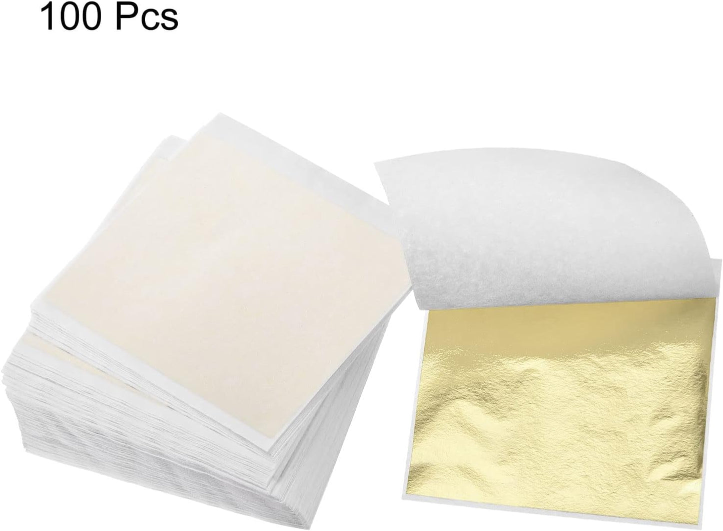 MECCANIXITY Gold Leaf Foil Sheet, Light Silver Leaf Papers, 3.3 x 3.1inch for Art Decoration, Sculptures, Painting, Pack of 100