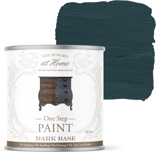 AMY HOWARD AT HOME Chalk-Based One Step Paint for Furniture, Cabinetry, Decor, Finish, and More | No Stripping, Sanding, or Priming | Dark Base | 16 Ounce | Brooks Grey