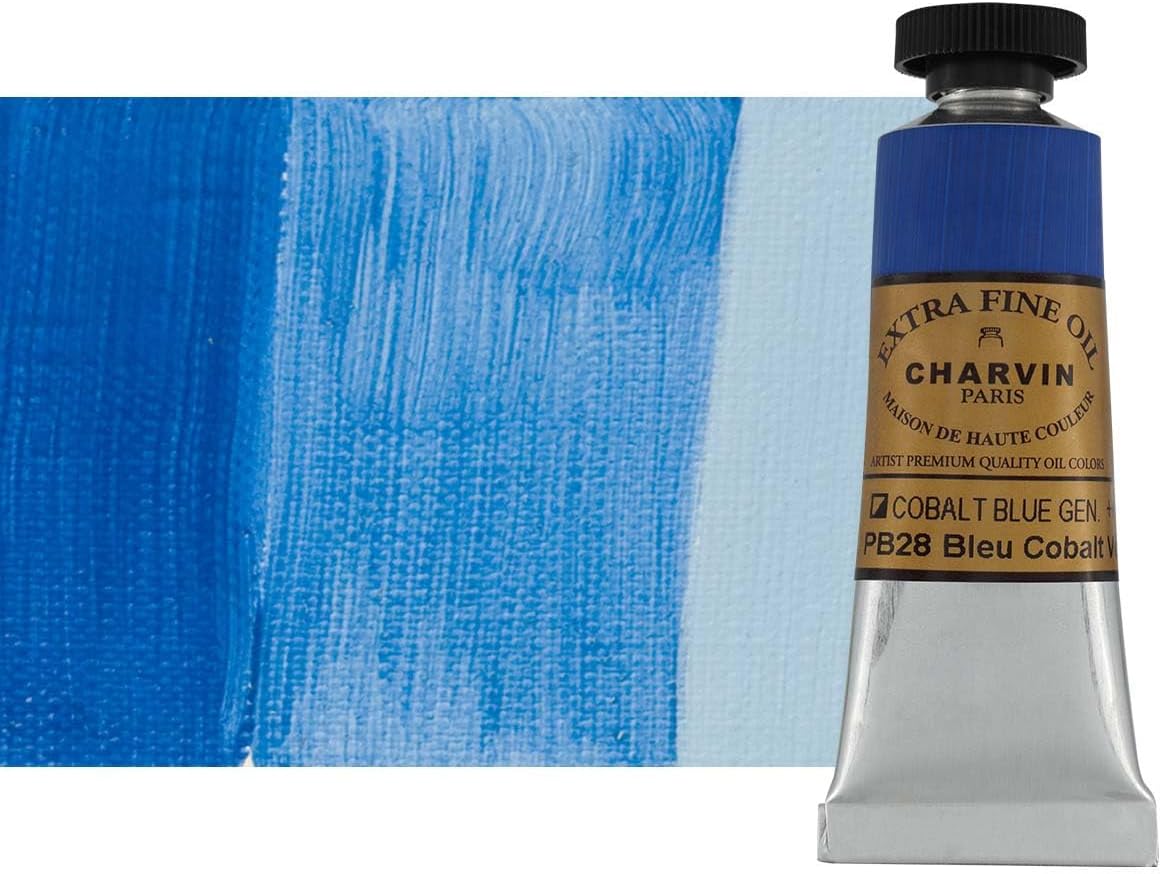 Charvin Extra Fine Oil Paint, Cobalt Blue Genuine 20 ml - Triple-Milled, Rich Texture, Poppy Oil-Based, Light-Fast, Handmade, Archival Quality